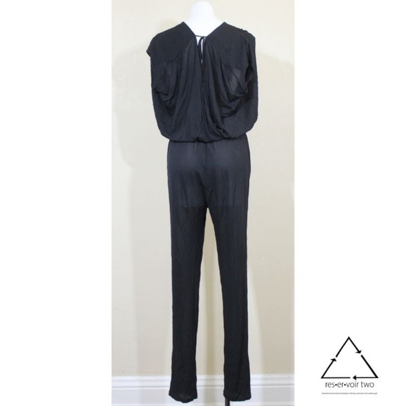 Halston Jumpsuit V Neck Sleeveless Slim Viscose - Picture 3 of 6